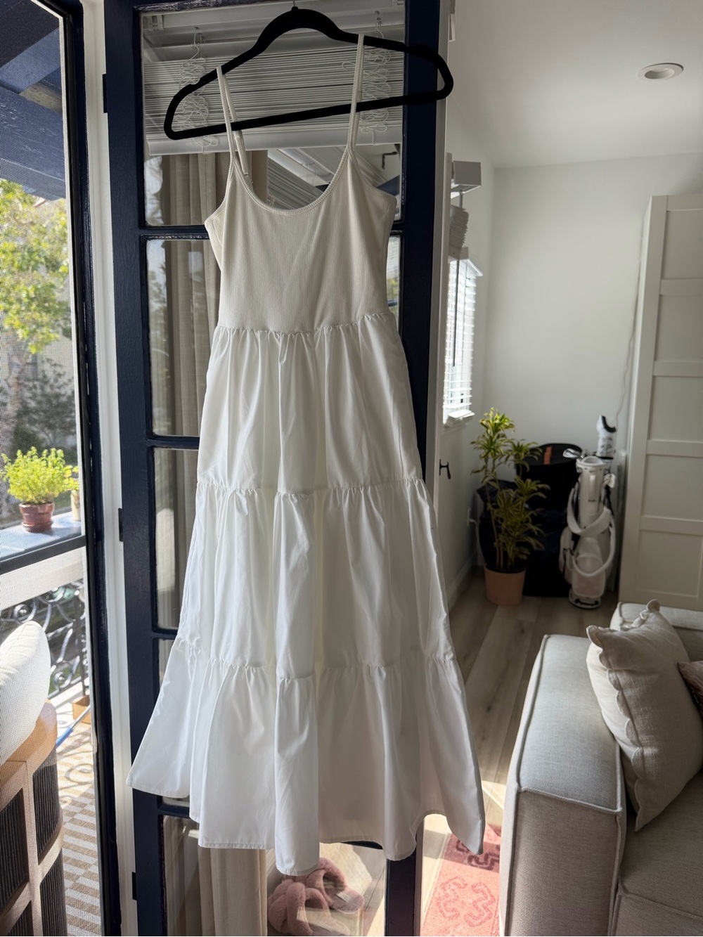 Lulu's White Tiered Midi Dress with Spaghetti Straps Never Worn